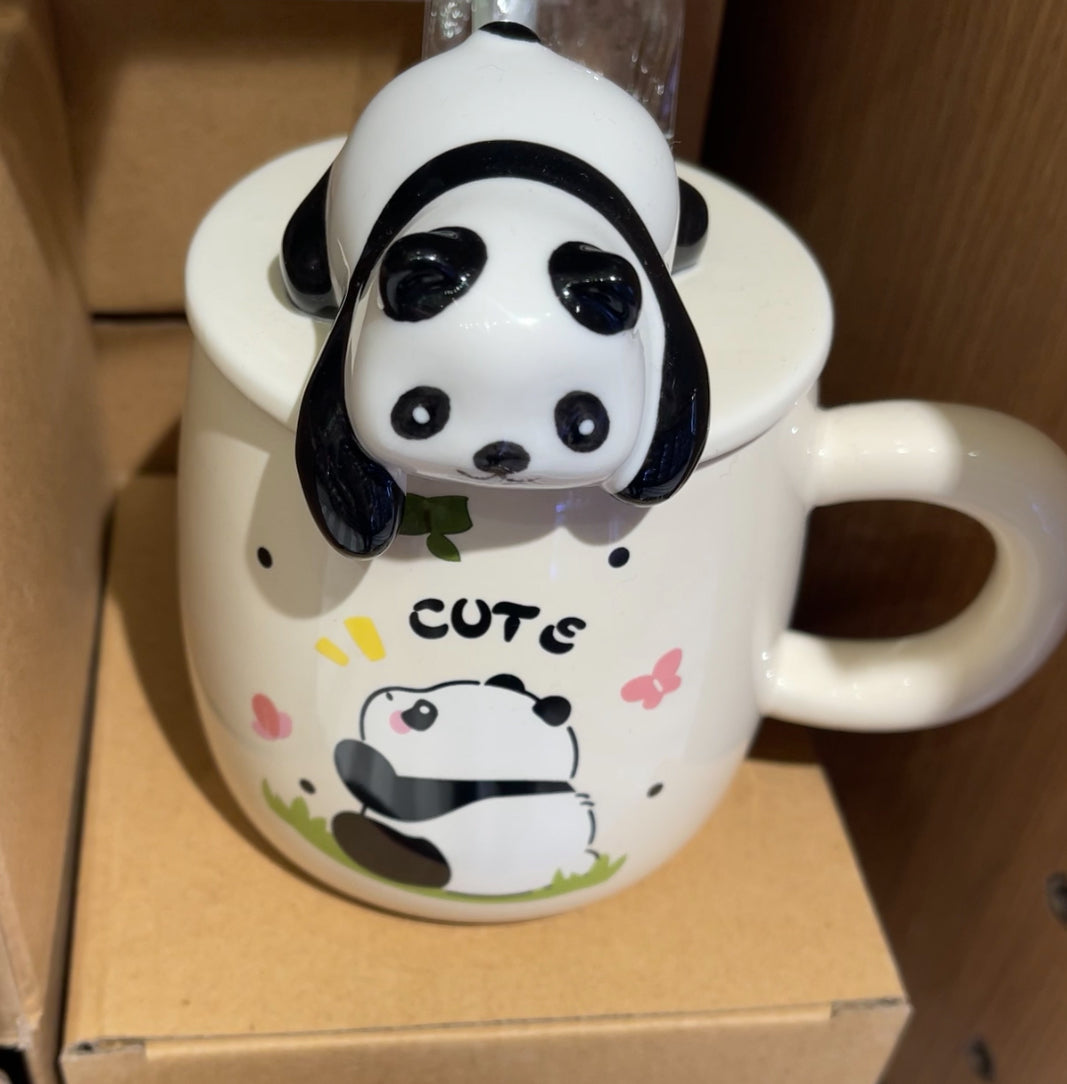 Cute Panda Cup with Lid 🐼☕️