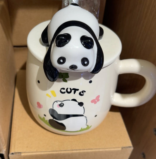 Cute Panda Cup with Lid 🐼☕️